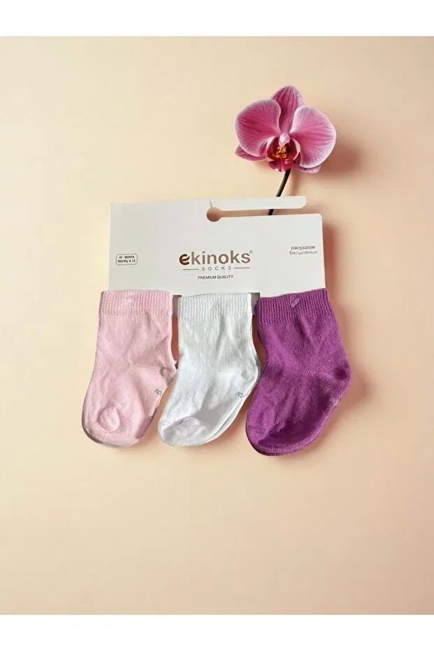 Детские носки для новорожденных хлопковые 3 пары Ekinoks, Pink