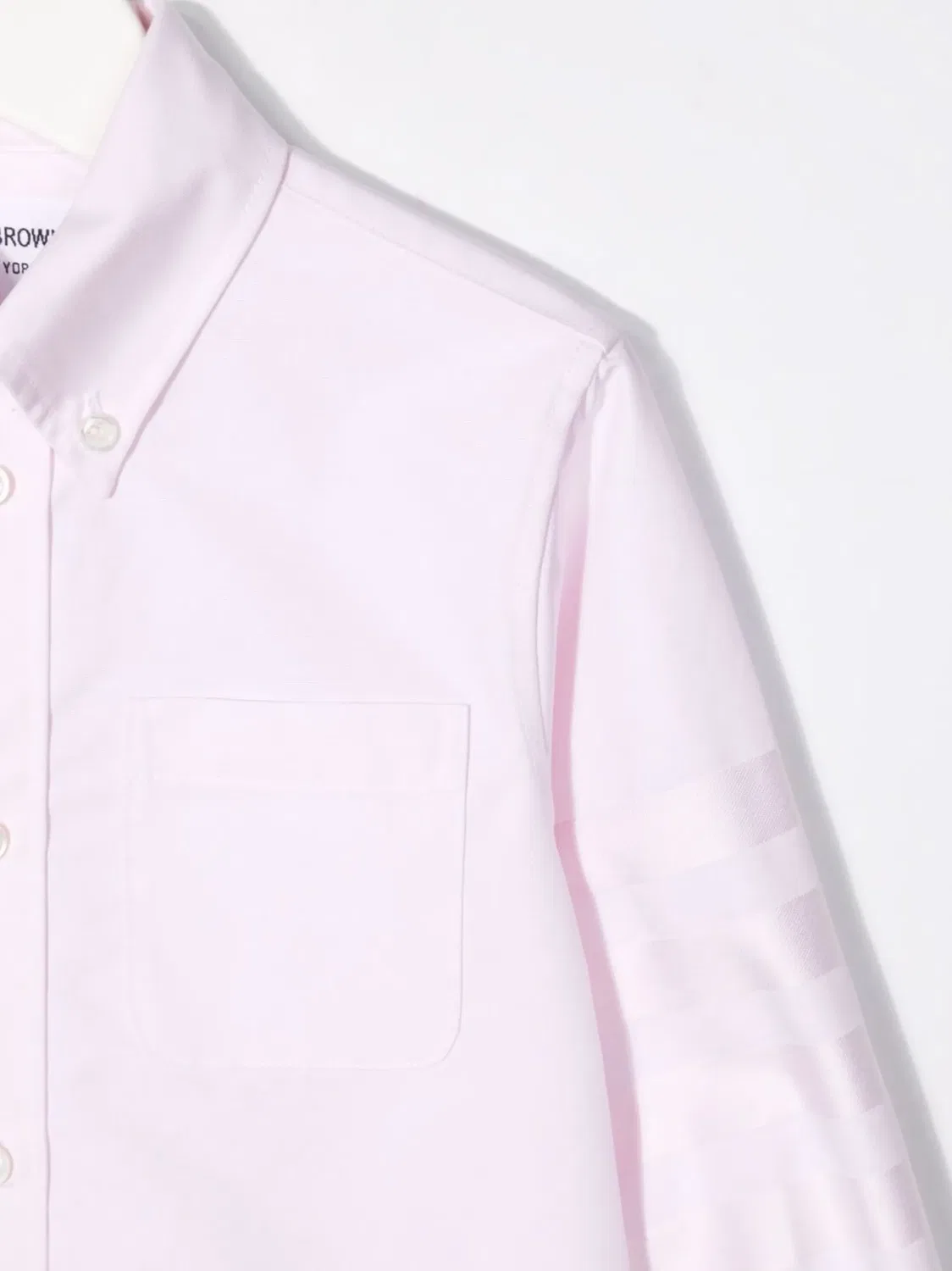 Thom Browne Рубашка розовая с логотипом — фото 3