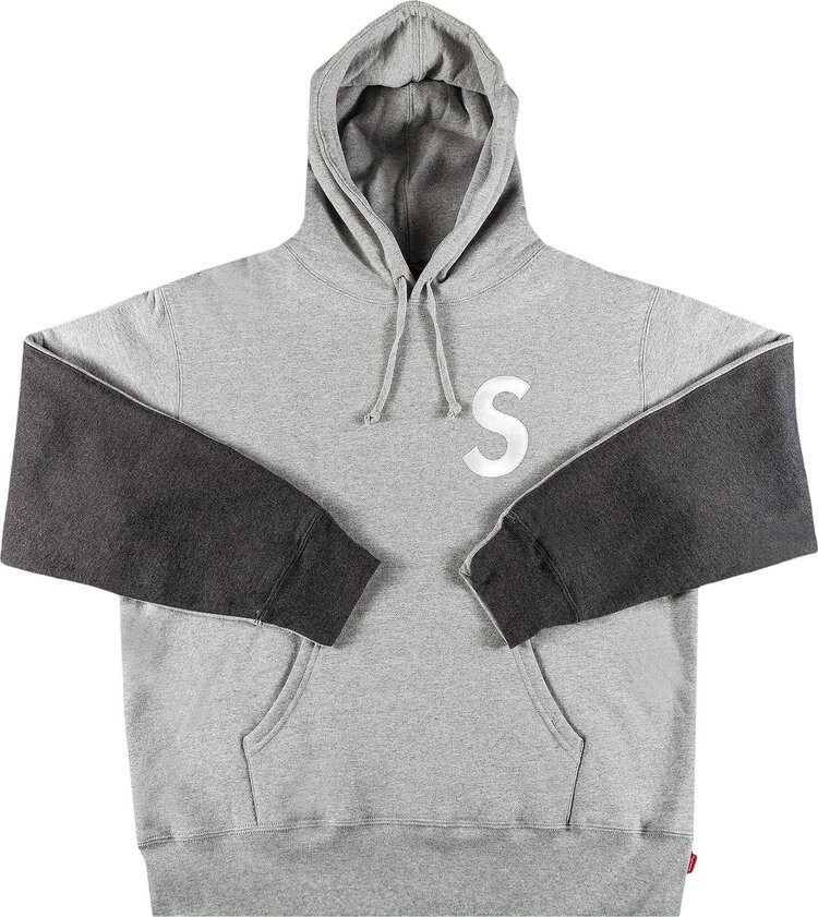 

Толстовка Supreme S Logo Split Hooded Sweatshirt 'Heather Grey', серый