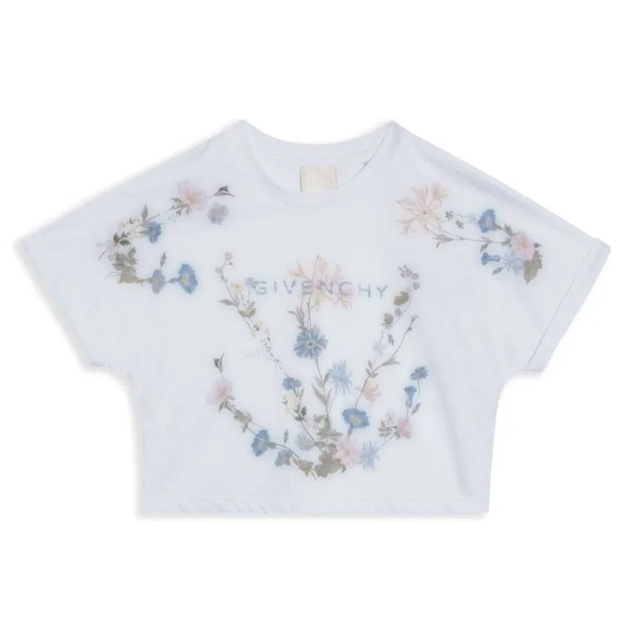 Детская футболка с цветочным принтом Givenchy, White