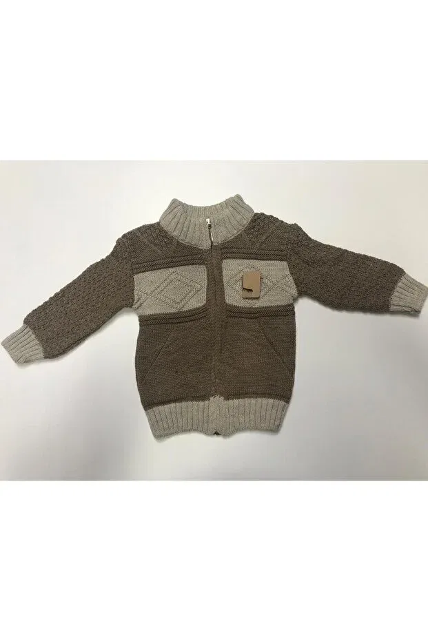 Детский кардиган с ромбовидным узором Baby Slon Kids Clup, Brown-Beige