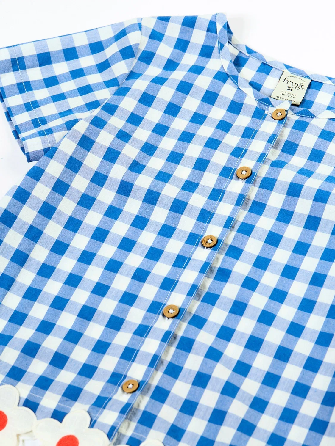 Рубашка с вышивкой Frugi, синяя — фото 4