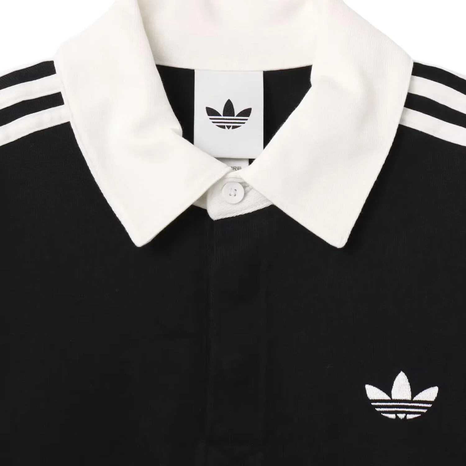 Мужское поло Three Stripes Rugby Polo Shirt Asia Sizing 'Black' adidas, черный — фото 2