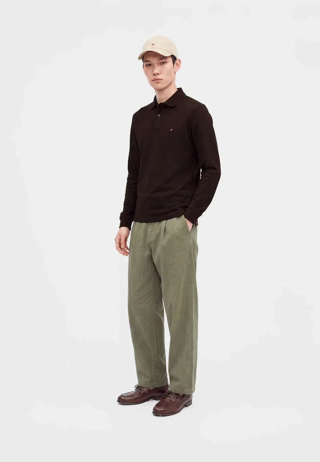 Поло с длинными рукавами, модель 1985 года Tommy Hilfiger, Chocolate — фото 2