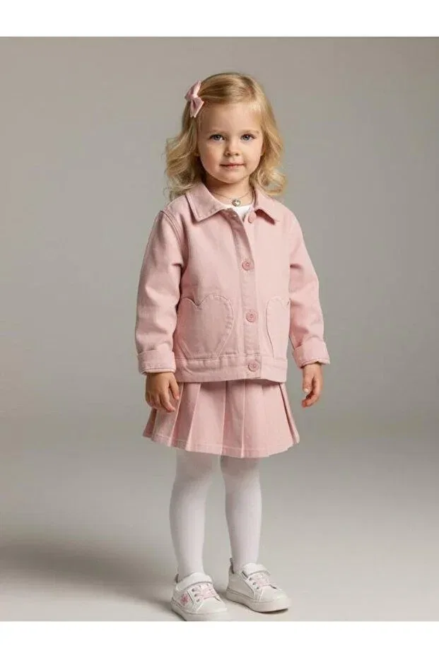 Детская куртка для девочек с принтом Zekids, Pink — фото 2