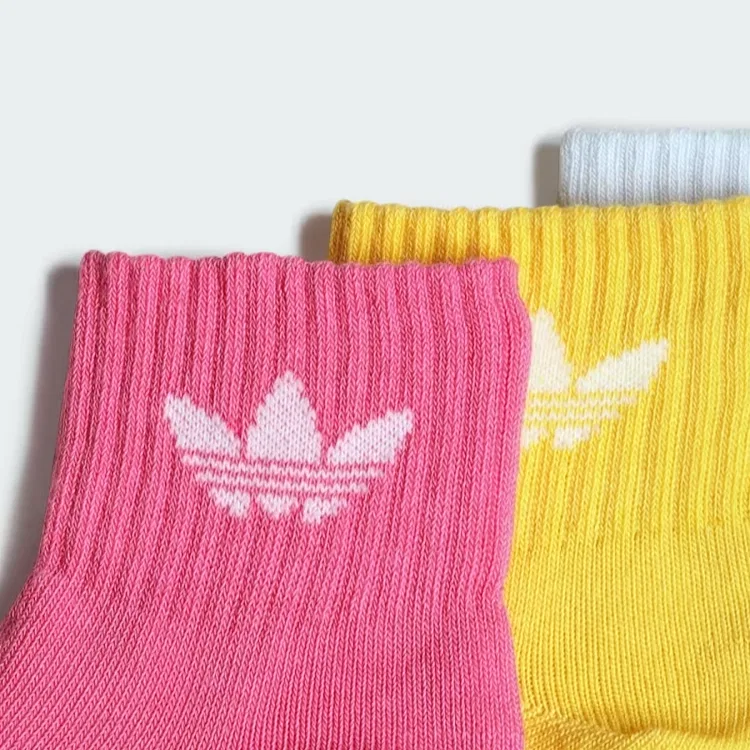 Детский комплект носков Adidas, 6 пар, 3 набора, Pink/Yellow/Light Blue — фото 4