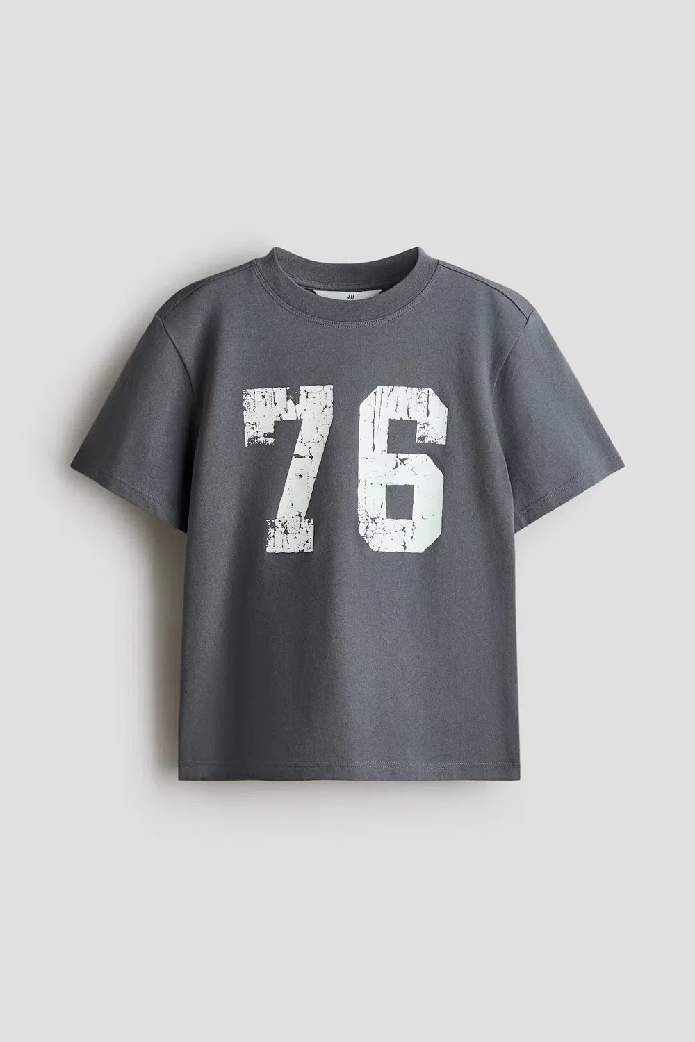 Хлопковая футболка с принтом H&M, Grau/76 — фото 4