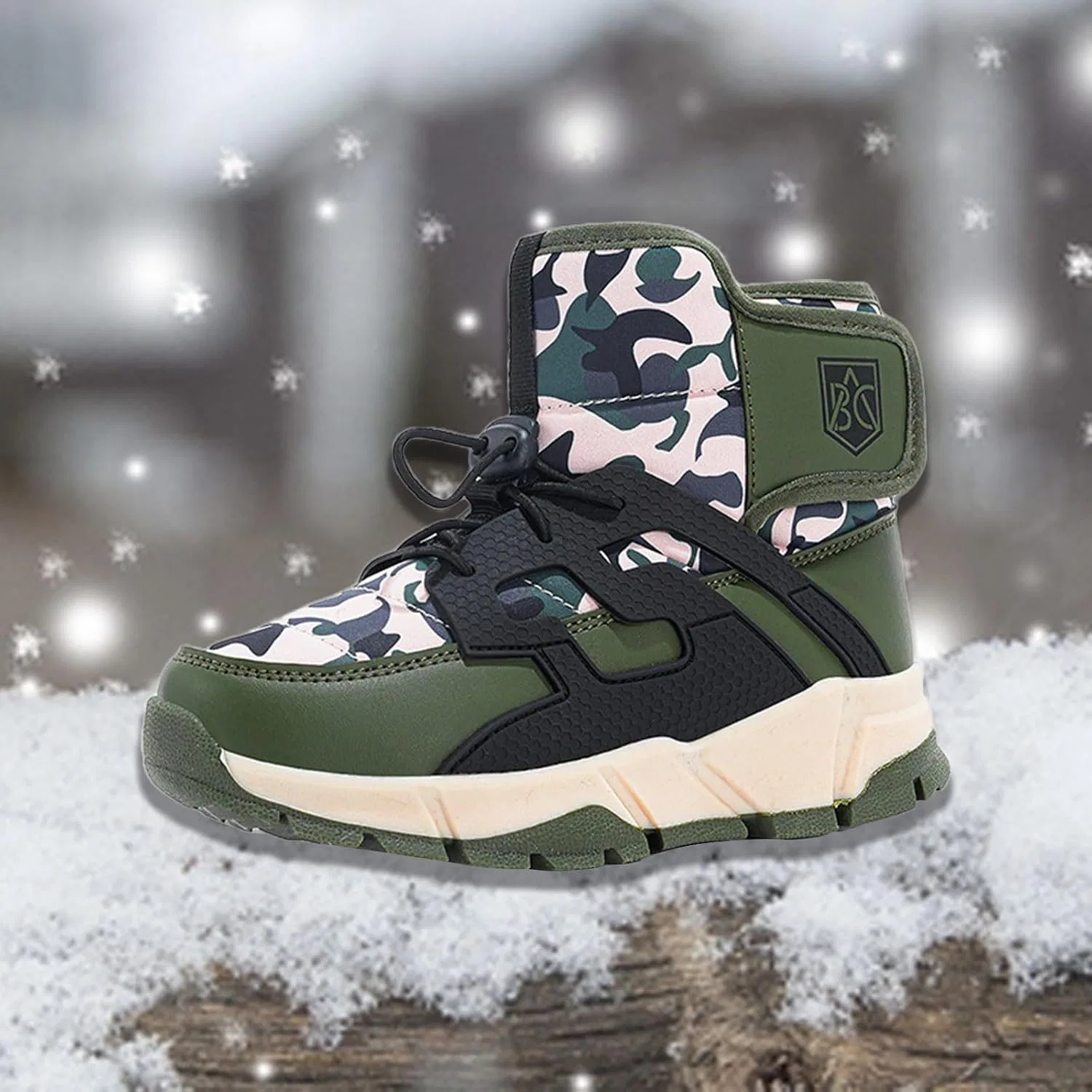Детские зимние ботинки для мальчиков и девочек с принтом, Camouflage — фото 2