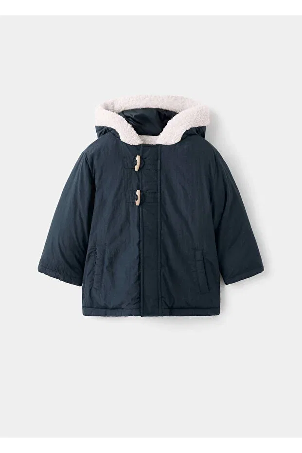 Детская куртка для девочек с капюшоном Mango Baby, Navy Blue — фото 2