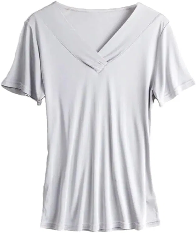 Женская футболка с V-вырезом Solid Color, Light Gray