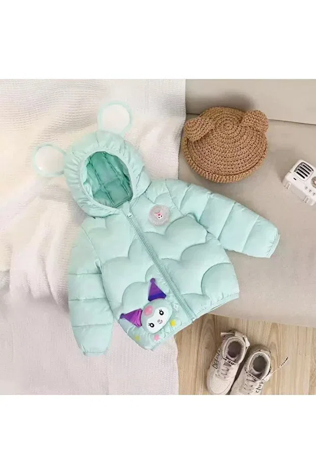 Детское зимнее пальто для девочек с принтом Kuromi Lighted Puffer Jacket Melisam.Msg, Turquoise
