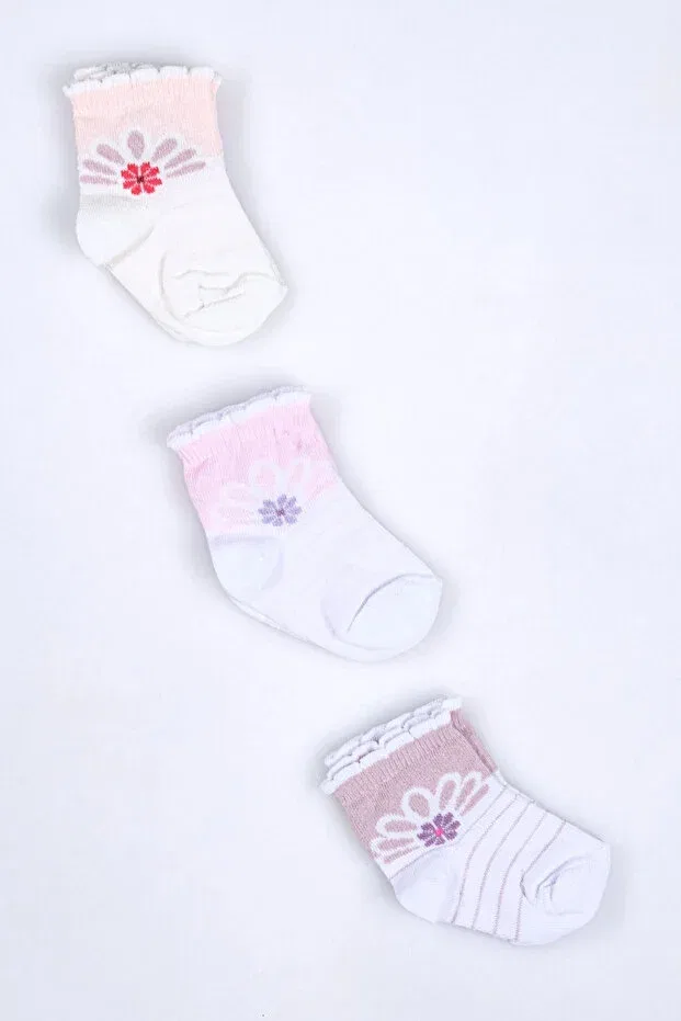 Детские носки для девочек хлопковые с рюшами и цветочным принтом Cocole Socks, Multicolor