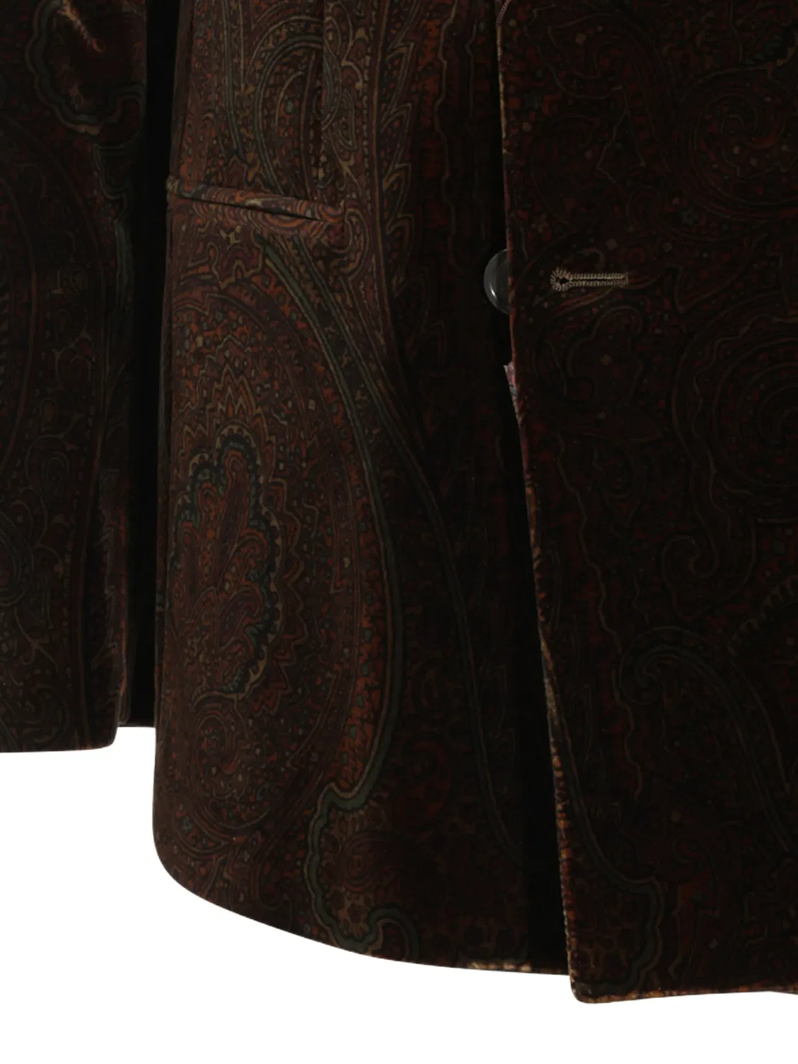 Однобортный бархатный пиджак с узором ETRO, коричневый — фото 3