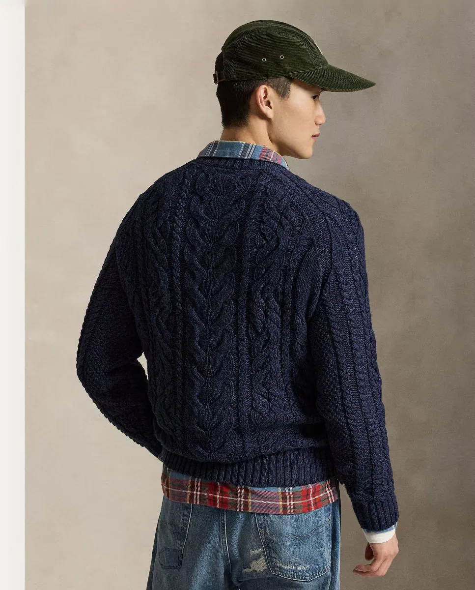 Мужский джемпер, Punto Aran Azul Marino Combinado, Polo Ralph Lauren, темно-синий — фото 2