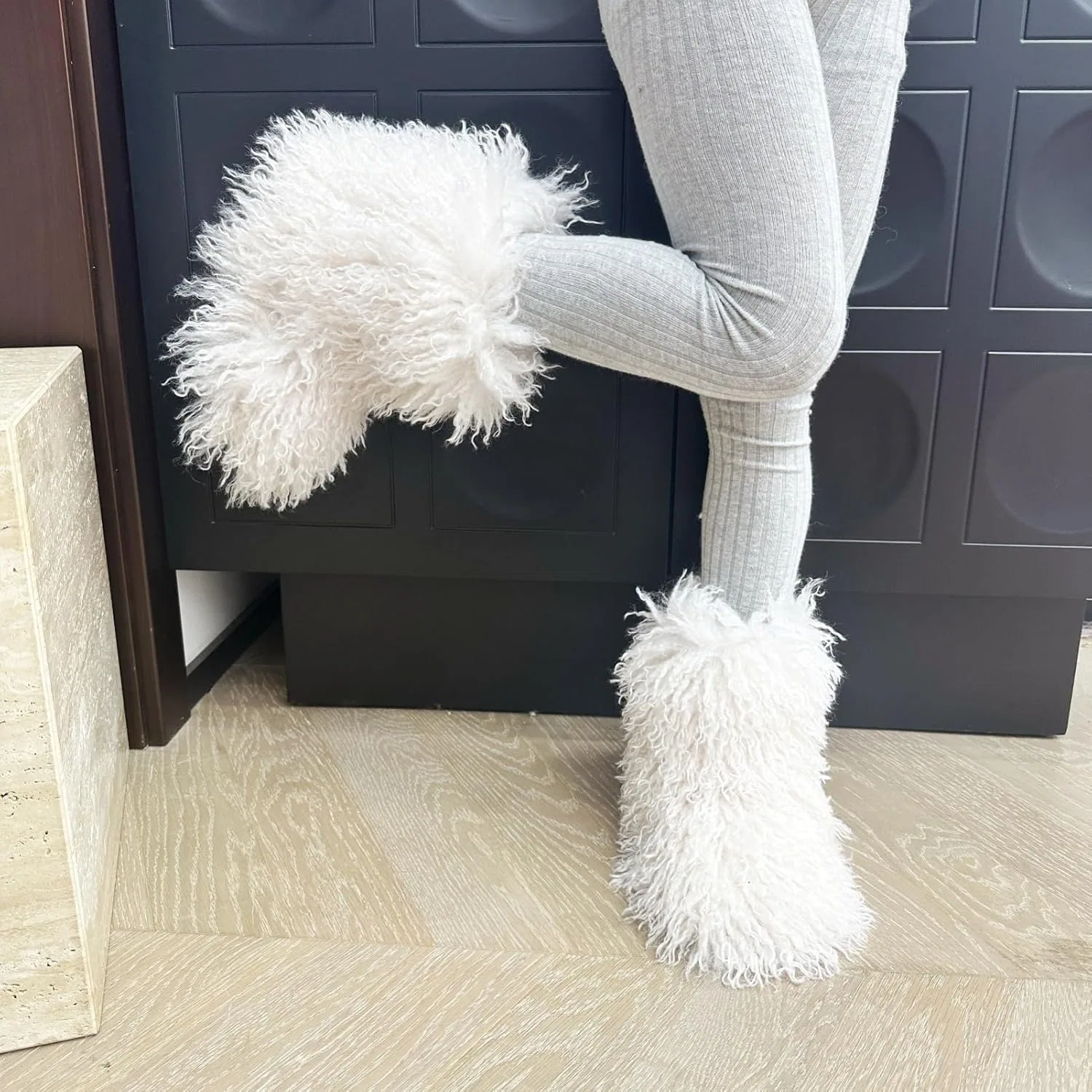 Детские зимние сапоги из искусственного меха с принтом ChicWind, White — фото 2