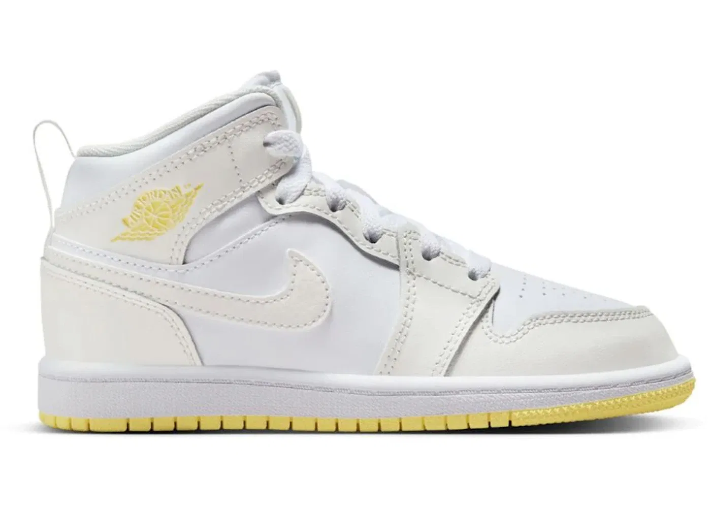 Детские кроссовки с модельным номером Jordan 1 Mid Jordan, Sail White Light Laser Orange