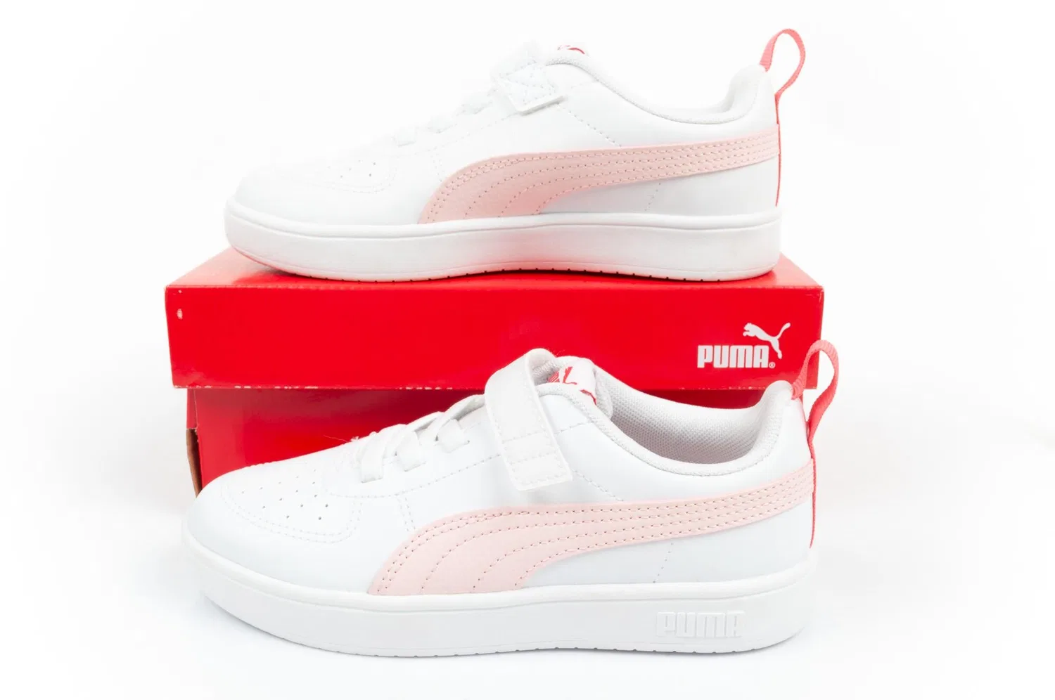 Детские кроссовки на липучках Rickie Ac Puma, Weiss Rosa — фото 2