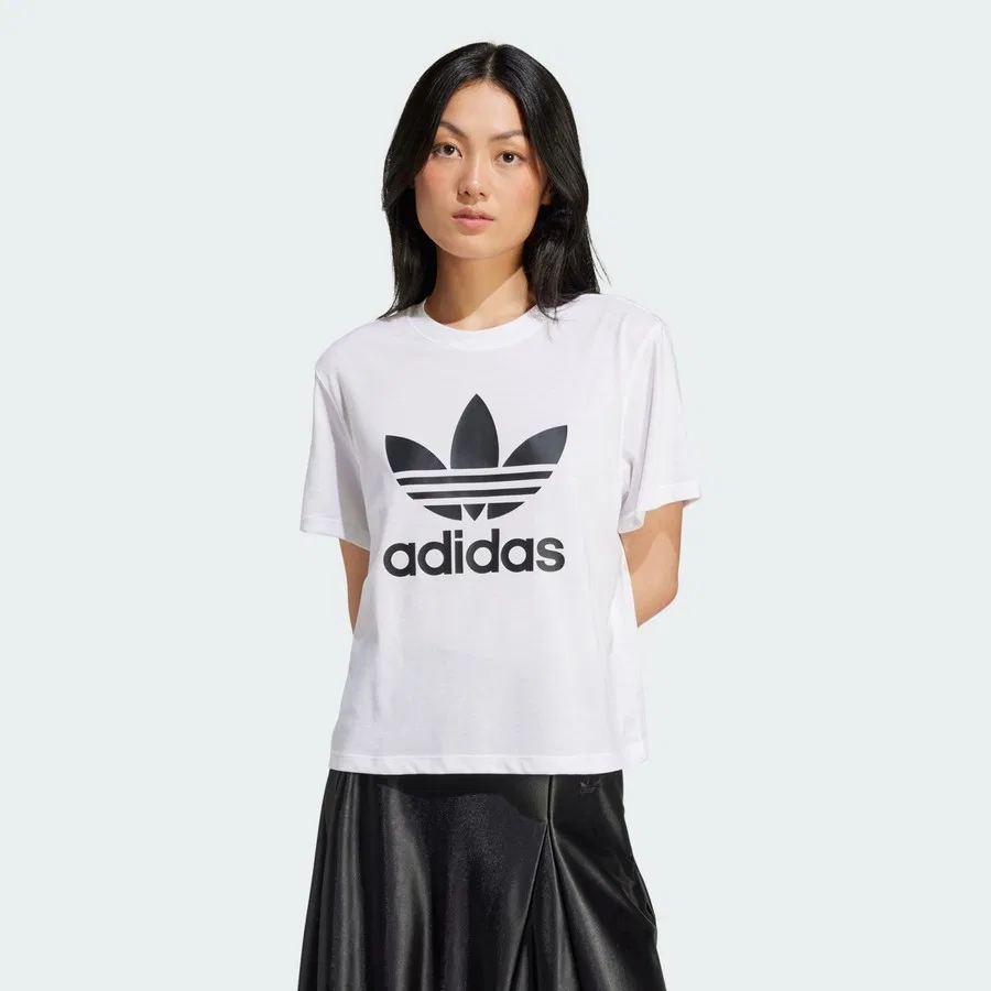 Футболка с широким кроем Adicolor Trefoil Boxy Tee adidas, Белый