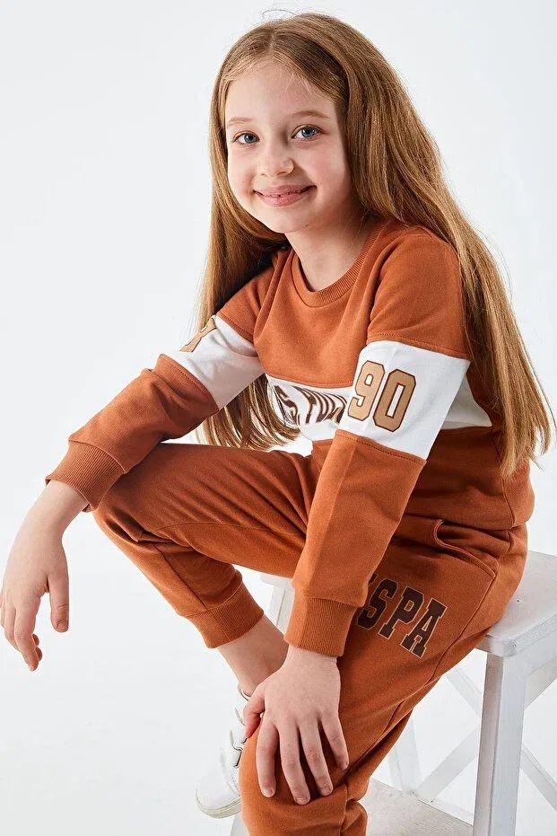 Детский спортивный костюм для девочек с принтом Classic Tile Girls Tracksuit Set U.S. Polo Assn., Tile — фото 3