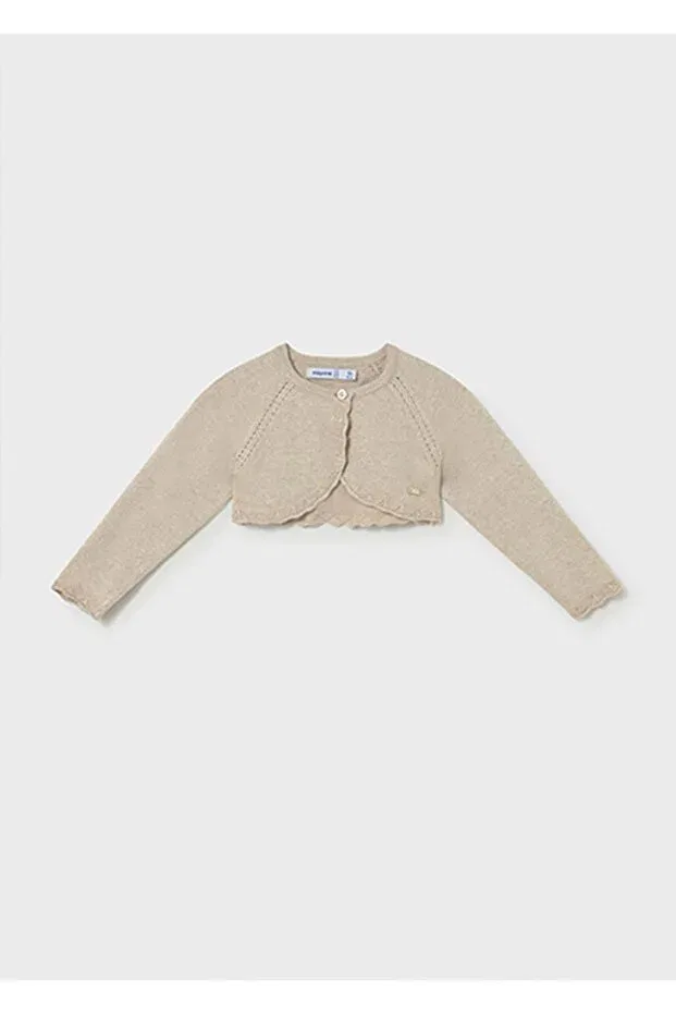 Детский кардиган-болеро для девочек с принтом Summer baby girl bolero cardigan Mayoral, Beige