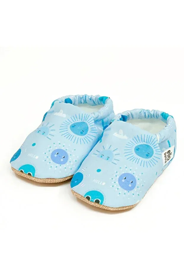 Детские пинетки с принтом Anti-Slip sole sky patterned baby booties Ella Bonna, Sky