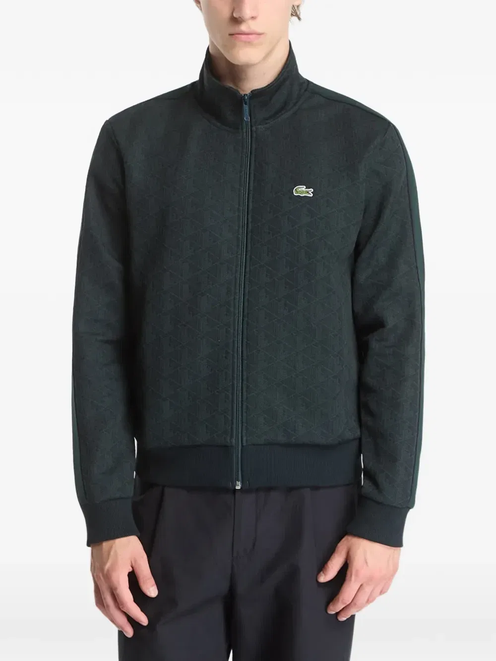 Спортивная кофта на молнии с монограммой-жаккардом Paris Lacoste, зеленый