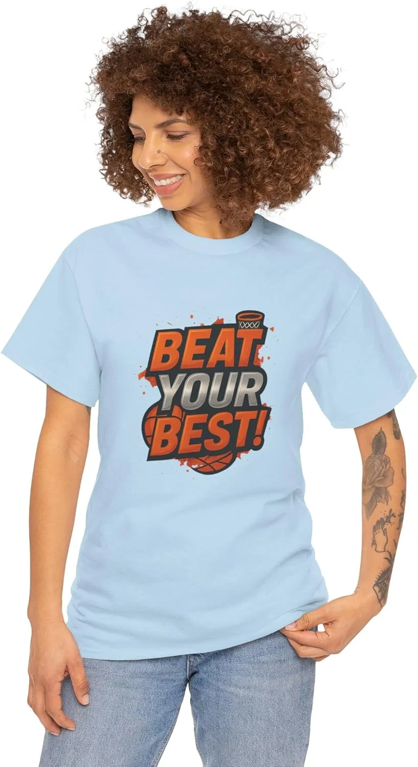Футболка с принтом Beat Your Best, хлопковая, Light Blue — фото 2