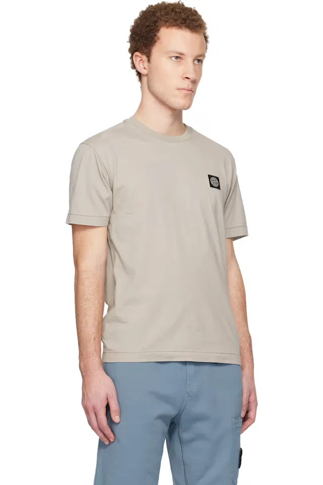 Бежевая футболка из хлопкового трикажа 2100027 60/2 Stone Island — фото 2