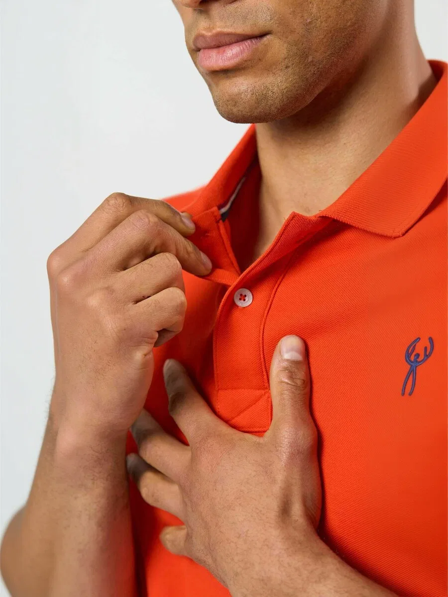Рубашка на пуговицах стандартного кроя 'UMAlfred' оранжевого цвета U.S. POLO ASSN. — фото 4