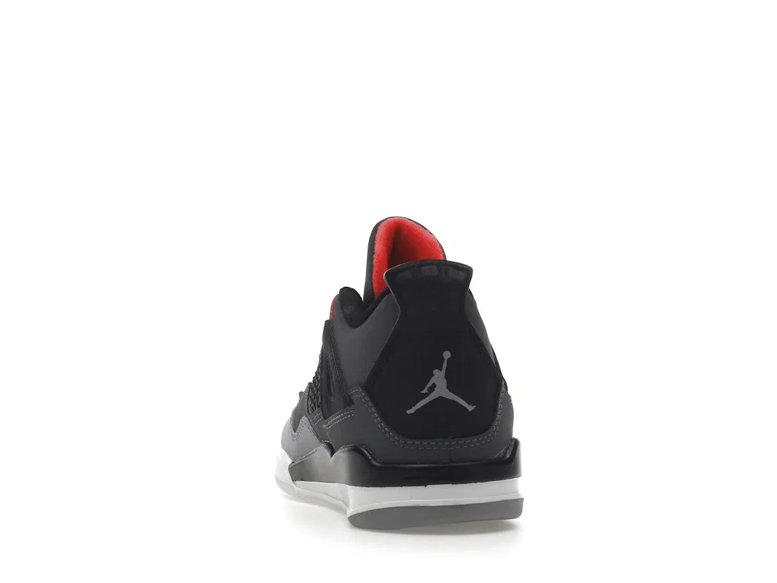Детские кроссовки из нубука Jordan 4 Retro, Dark Grey/Infrared 23-Black-Cement Grey — фото 4