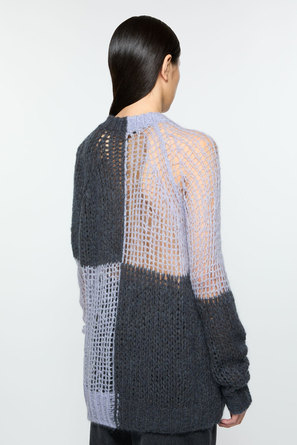 Мохеровый джемпер Acne Studios Loose Knit, фиолетовый/серый — фото 4