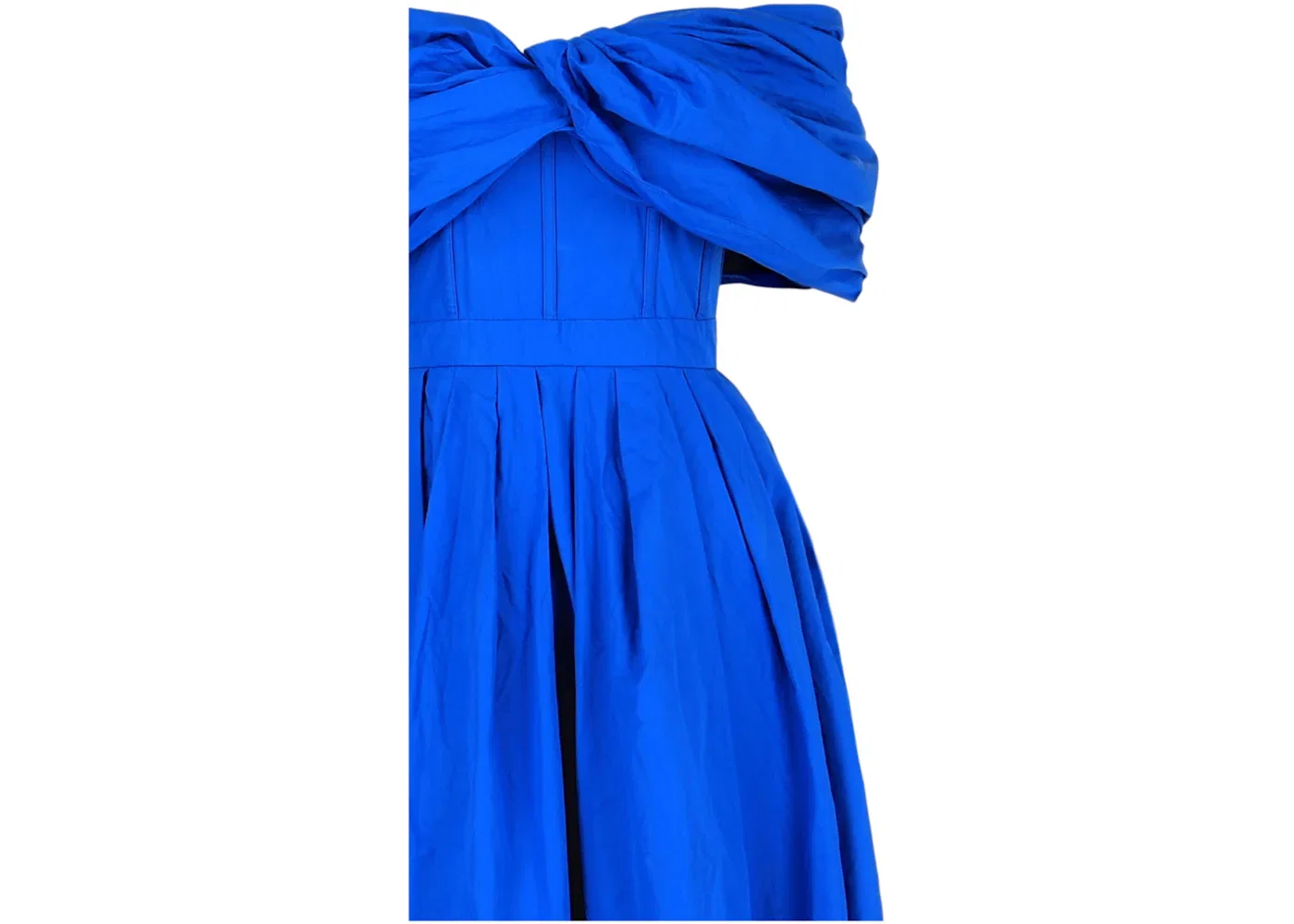 Женское платье-миди с открытыми плечами Alexander McQueen, Blue — фото 3