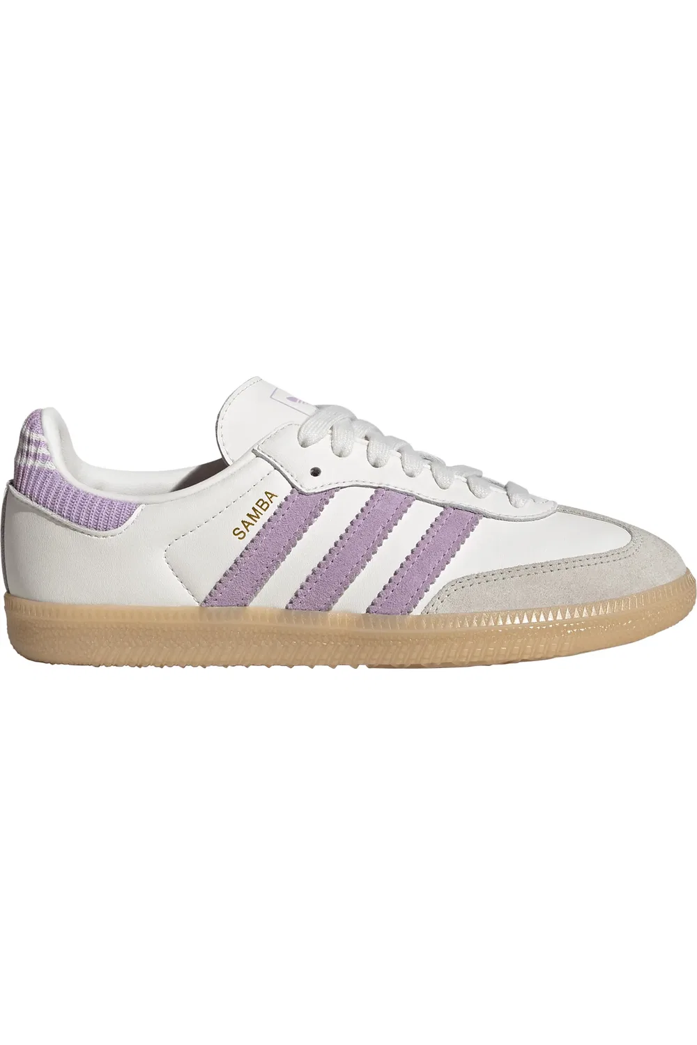 Детские кеды футбольные с низким профилем Samba OG adidas, Cloud White/Plum/Gum 3 — фото 3