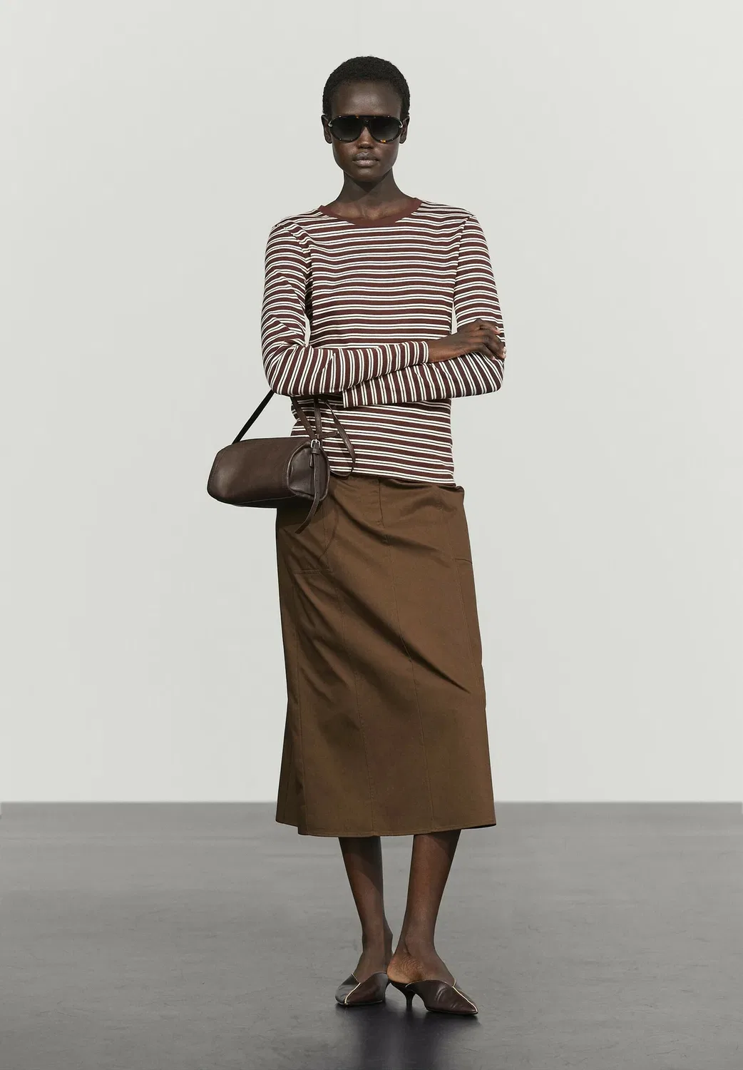Топ с длинными рукавами Massimo Dutti, Brown — фото 2
