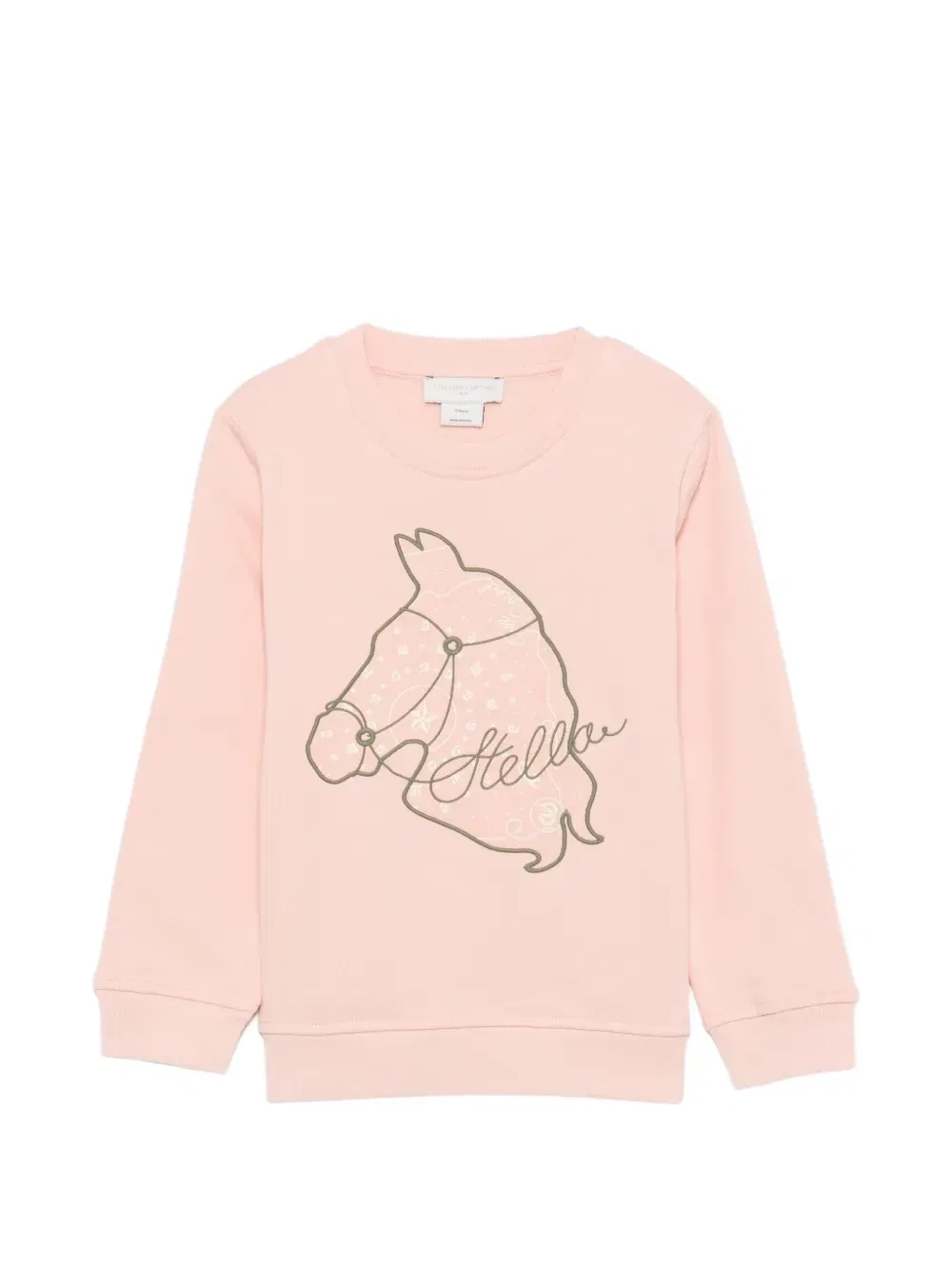 Свитшот с круглым вырезом и принтом лошади Stella McCartney Kids, розовый