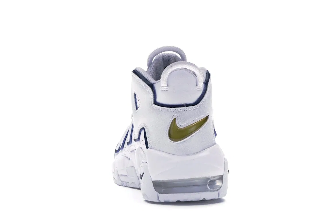 Детские кроссовки для мальчиков с кроссовками Nike Air More Uptempo Nike, White/Midnight Navy-Metallic Gold — фото 4