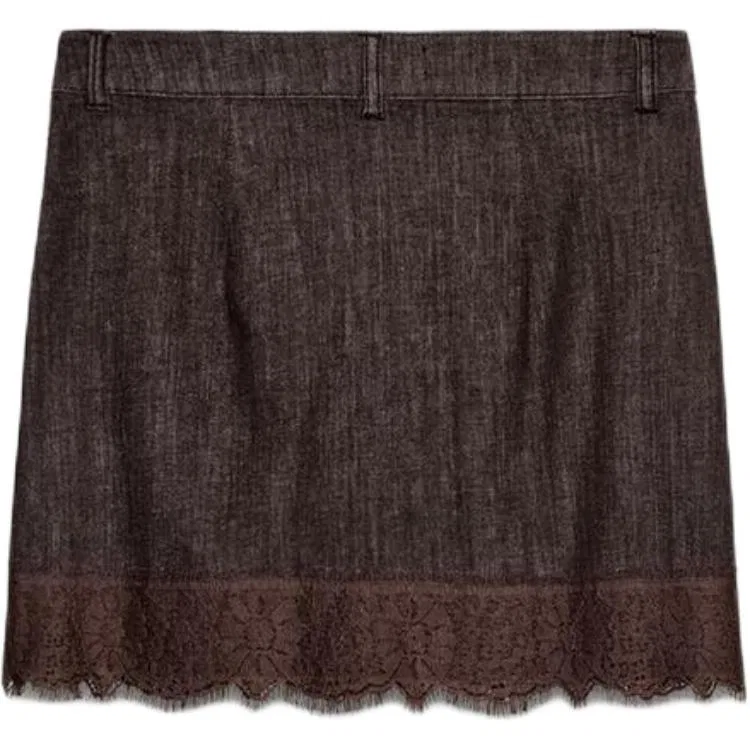 Женская джинсовая юбка-шорты Brown ZARA, Brown — фото 3