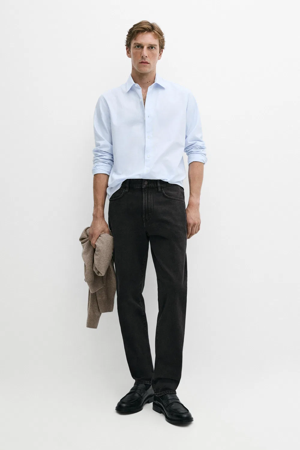 Рубашка Massimo Dutti 100% Cotton Regular Fit, небесно-голубой — фото 3