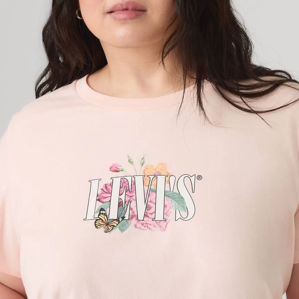 Идеальная футболка (большого размера) Levi's, Botanical Rose Serif Mangano Calcite - Pink — фото 2