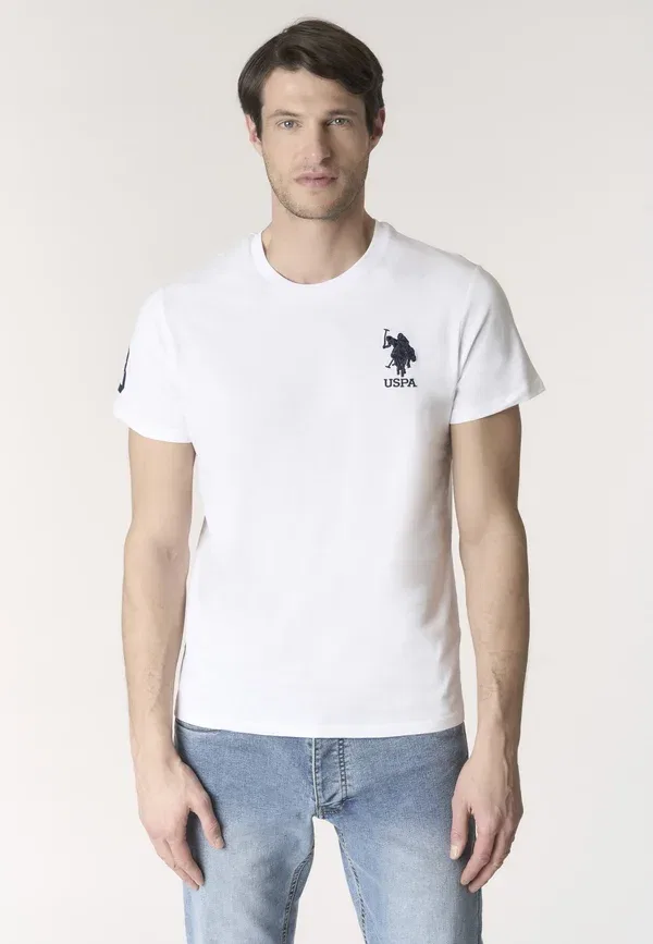 Футболка с вышивкой T-shirt da uomo a maniche corte con logo e numero ricamati U.S. Polo Assn., белый