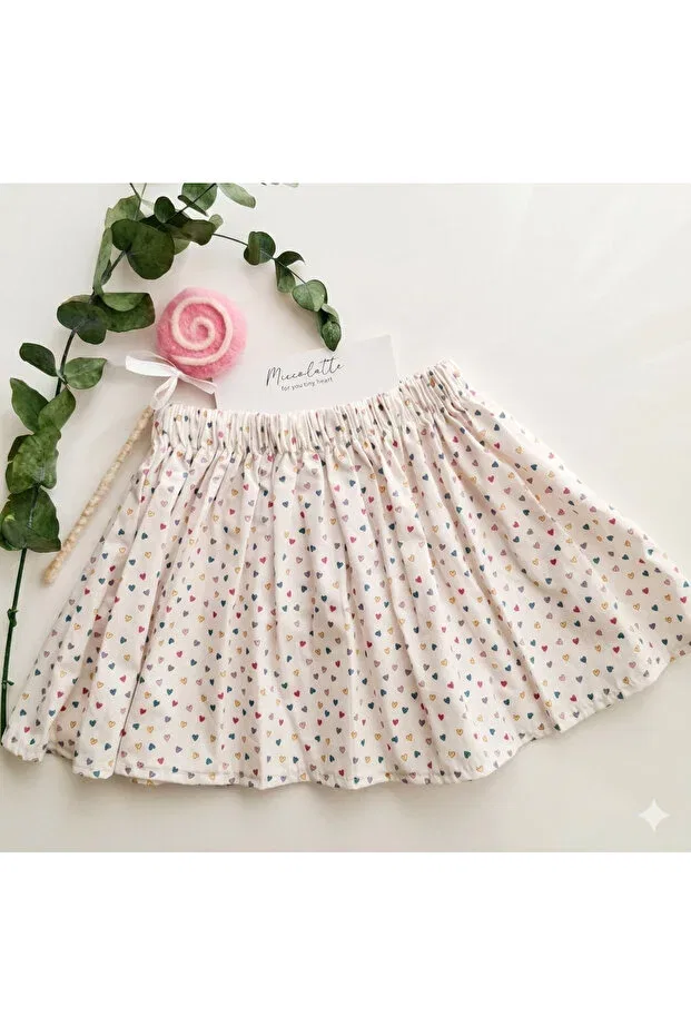 Детская юбка для девочек с принтом Miccolatte For You Tiny Heart, Colorful Hearts — фото 2