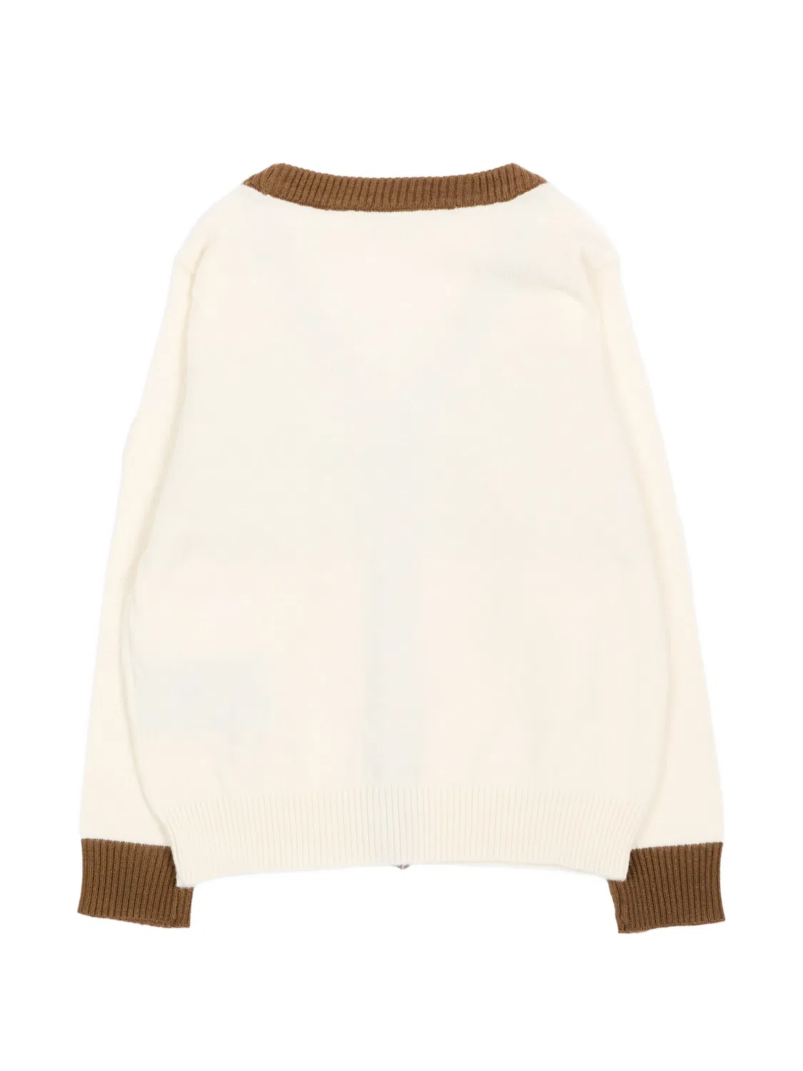 Кардиган в стиле колор-блок с V-образным вырезом Trussardi Junior, нейтральные цвета — фото 2