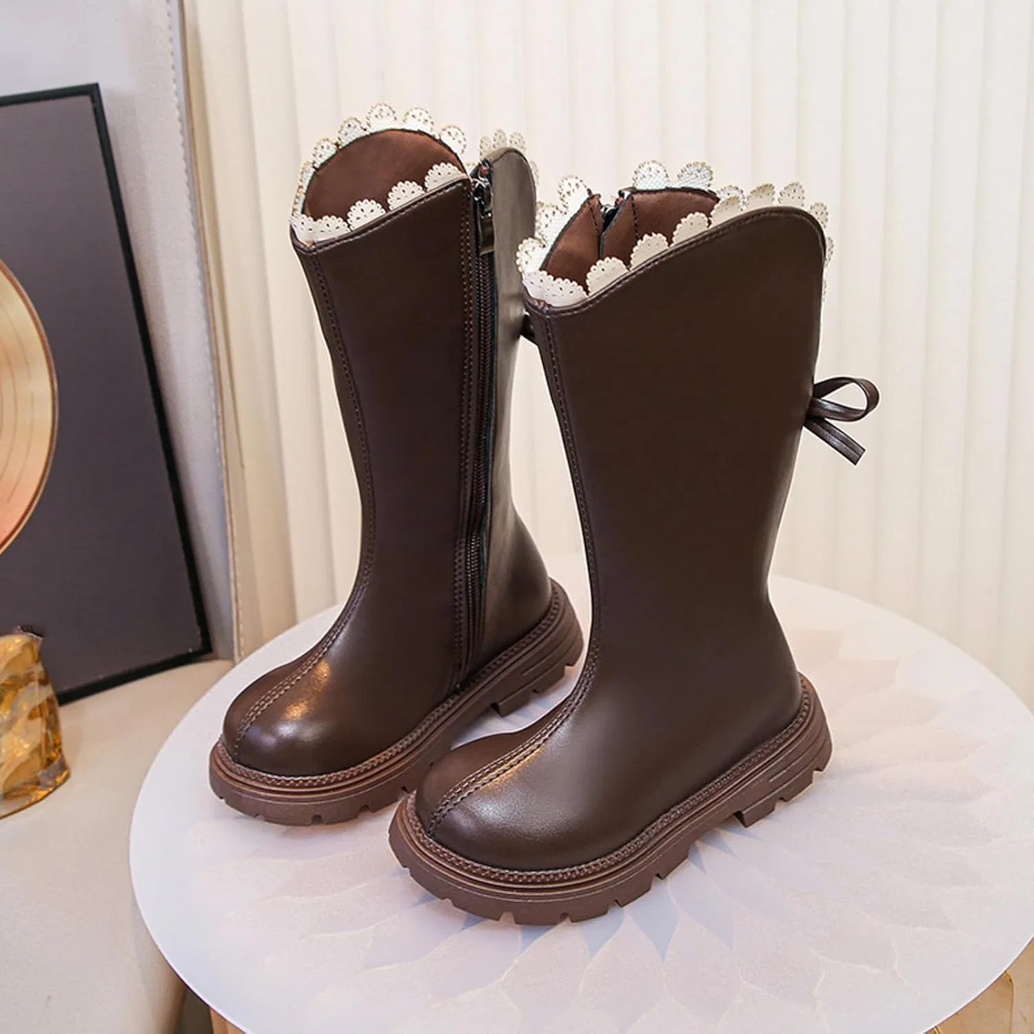 Детские сапоги для девочек с принтом Western Cowgirl, модель Princess Riding Boots, Brown — фото 3