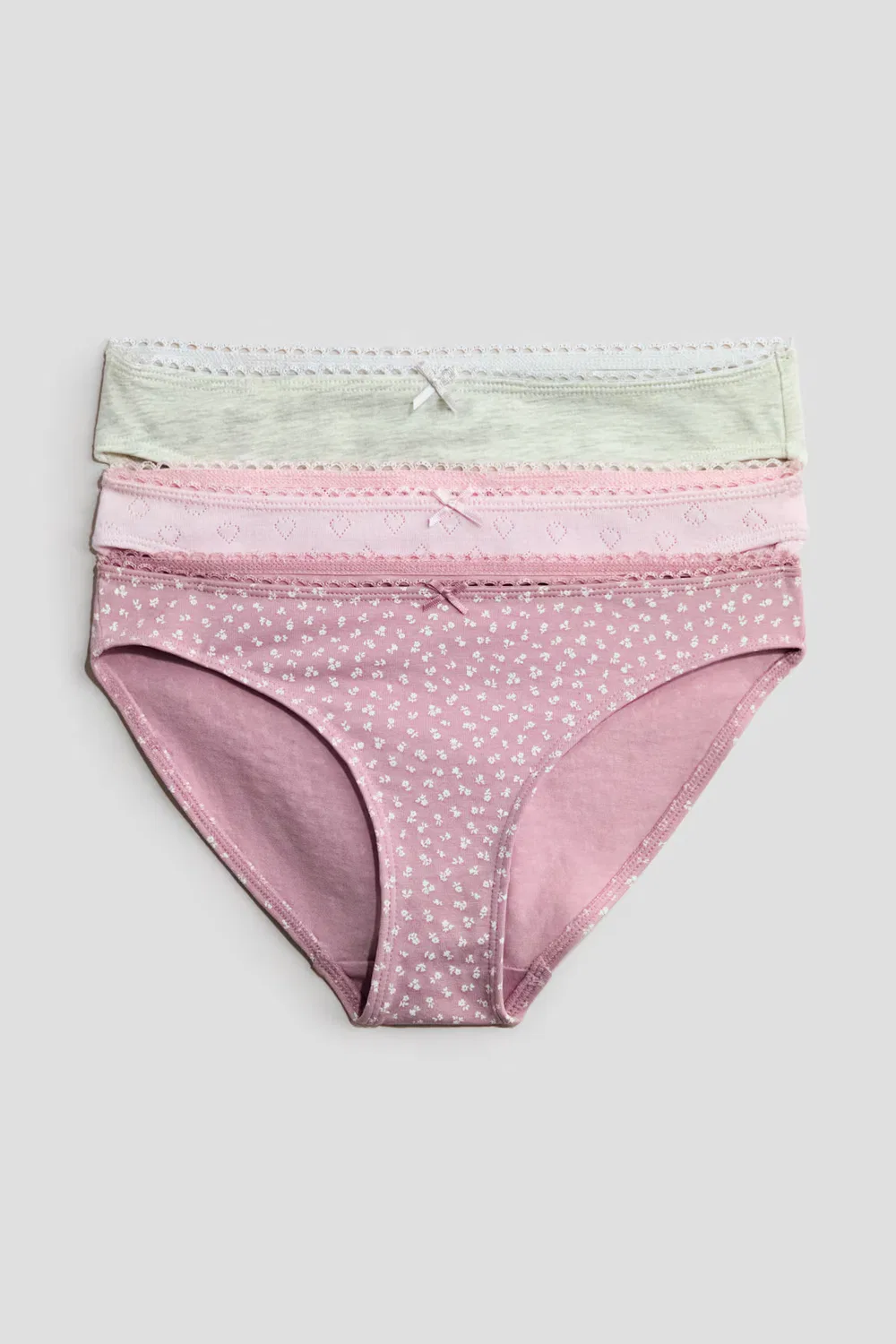 3 хлопковых трусов в упаковке H&M, Mattrosa/Geblümt