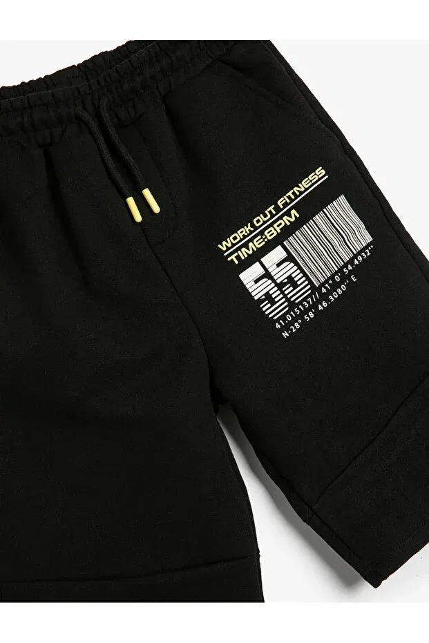 Детские шорты для мальчиков с принтом Basketball printed shorts with pockets and tie waist Koton, Black — фото 3