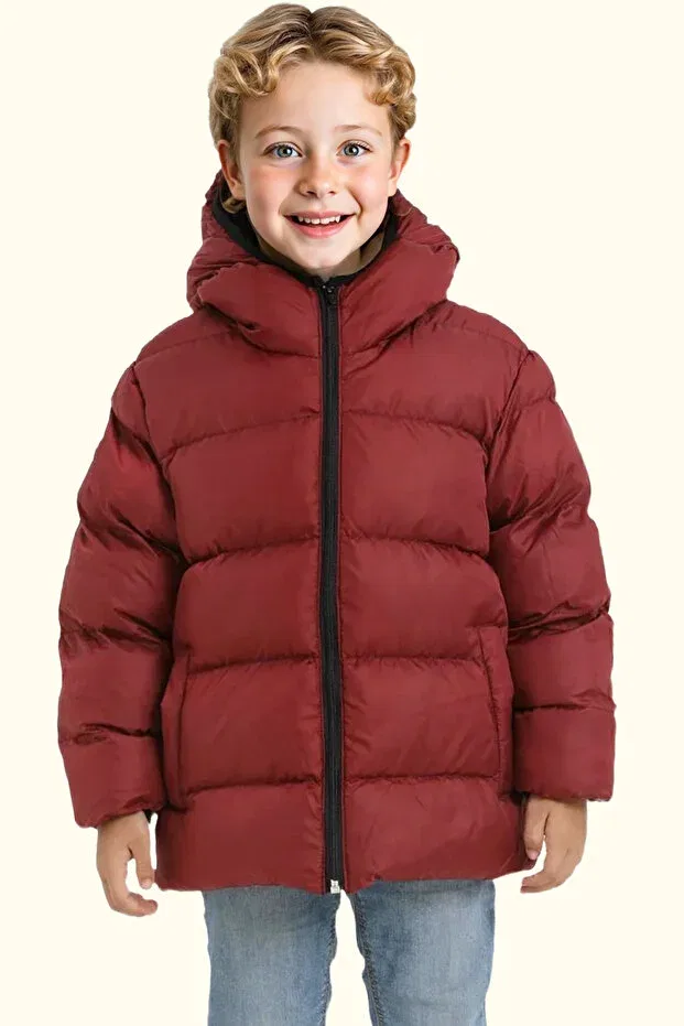 Детское зимнее пальто для мальчиков с капюшоном Burgundy Generic Brands, Burgundy