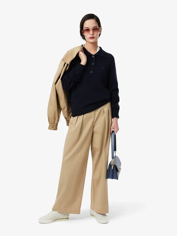 Свитер поло LACOSTE AF4010-55N, кашемировый, серый меланж — фото 4