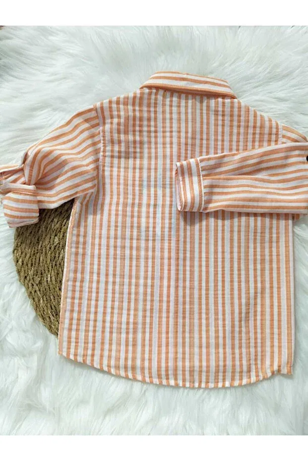 Детская рубашка для мальчиков с принтом Basics Mayakids, Orange — фото 4