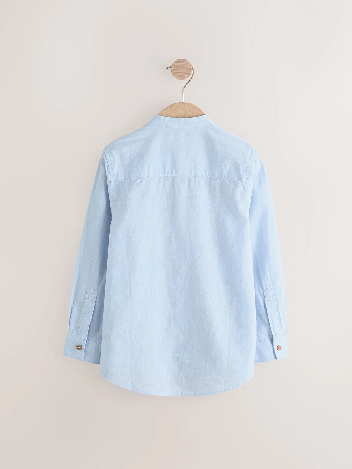 Рубашка с воротником гранд, льняная смесь, Grandad Collar Next, бледно-голубой