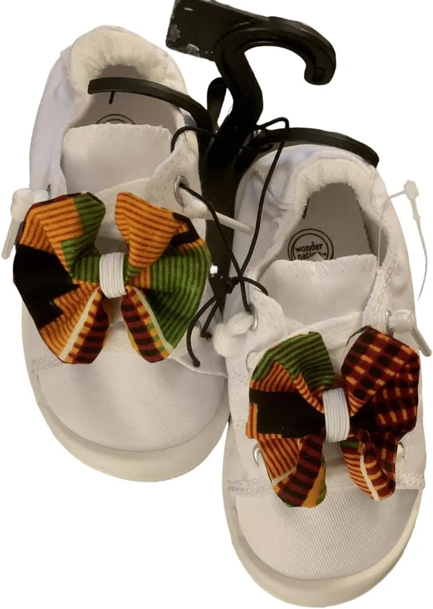 Детские кеды для девочек с принтом Kente cloth bow Handmade, White